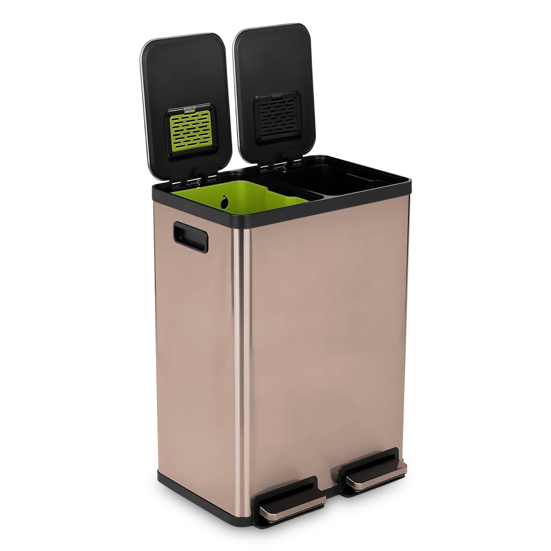 60L 16 Gallon Dual Compartment Kitchen Trash Can