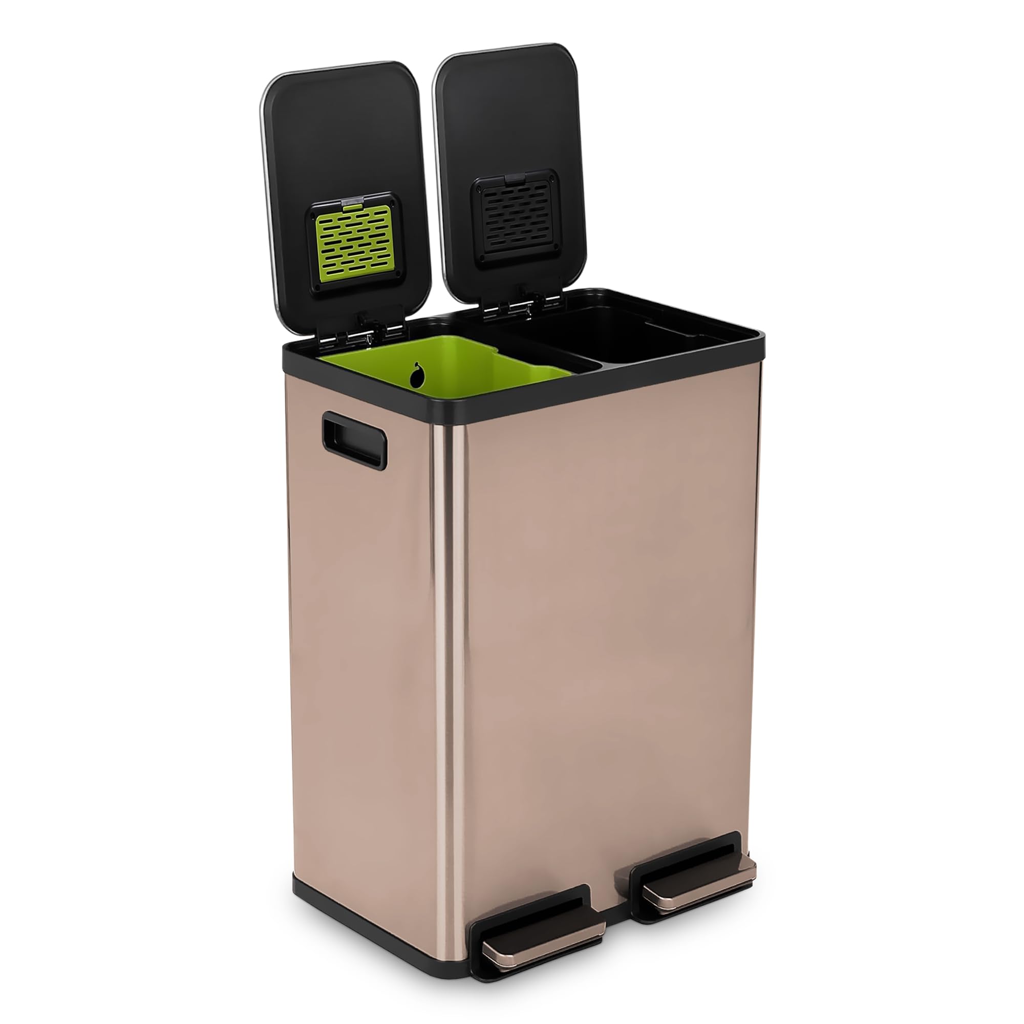 60L 16 Gallon Dual Compartment Kitchen Trash Can