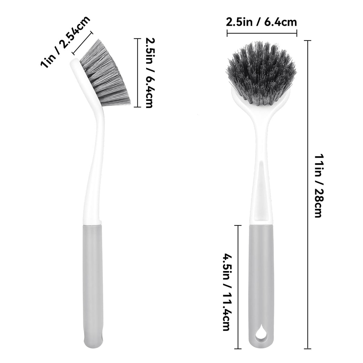 2 Pack Kitchen Scrub Brushes for Cleaning Dish Brush with Handle for Pans (2 Count)