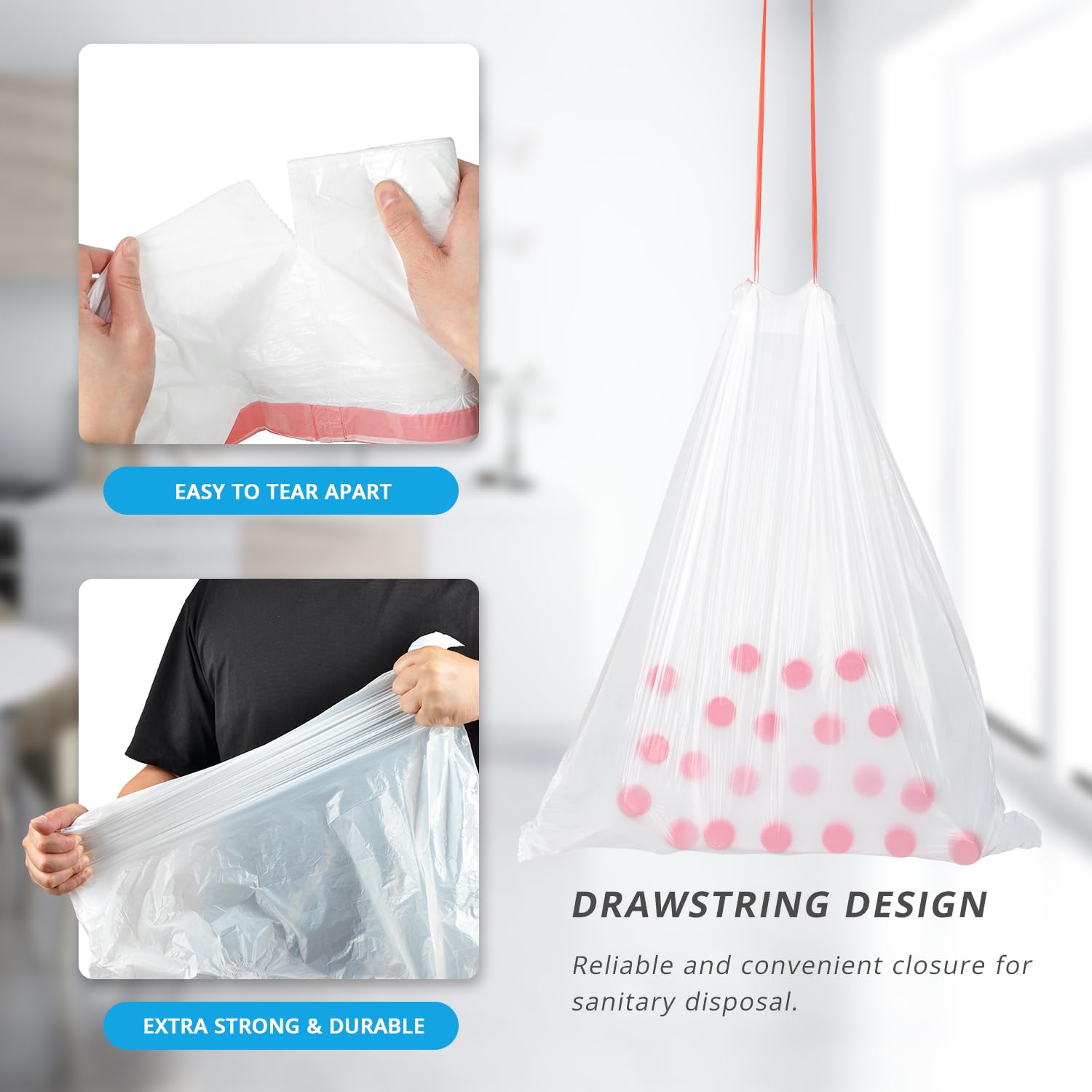 15 Gallon Drawstring Trash Bags (80 Count)
