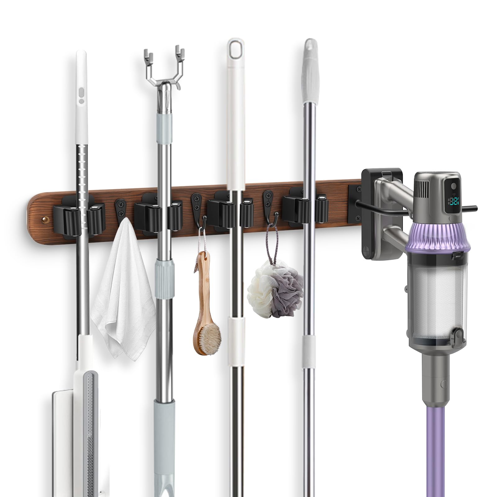 Broom Holder Wall Mount With Vacuum Cleaner Holder