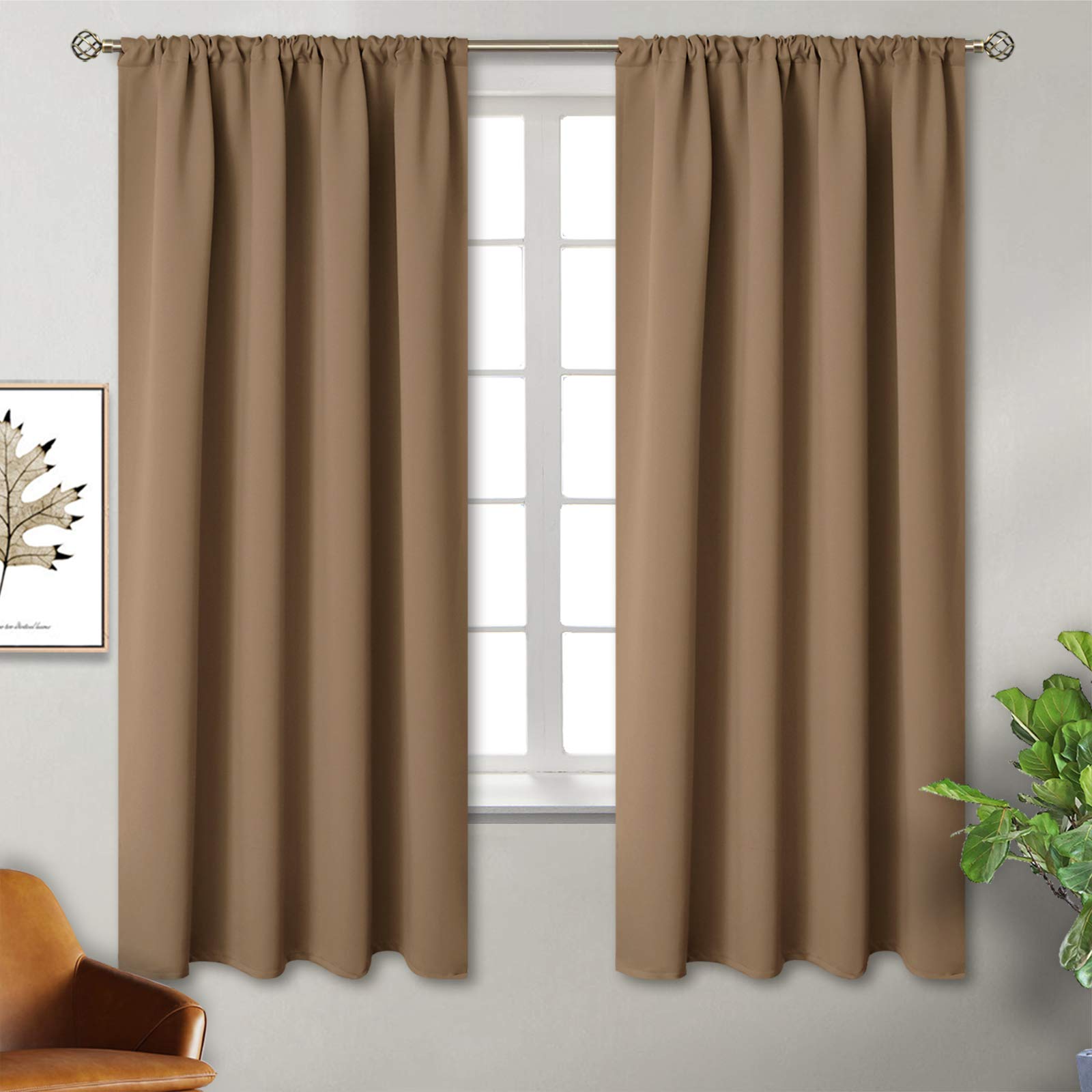 Taupe Blackout Curtains 63 Inch Long (2 Count)