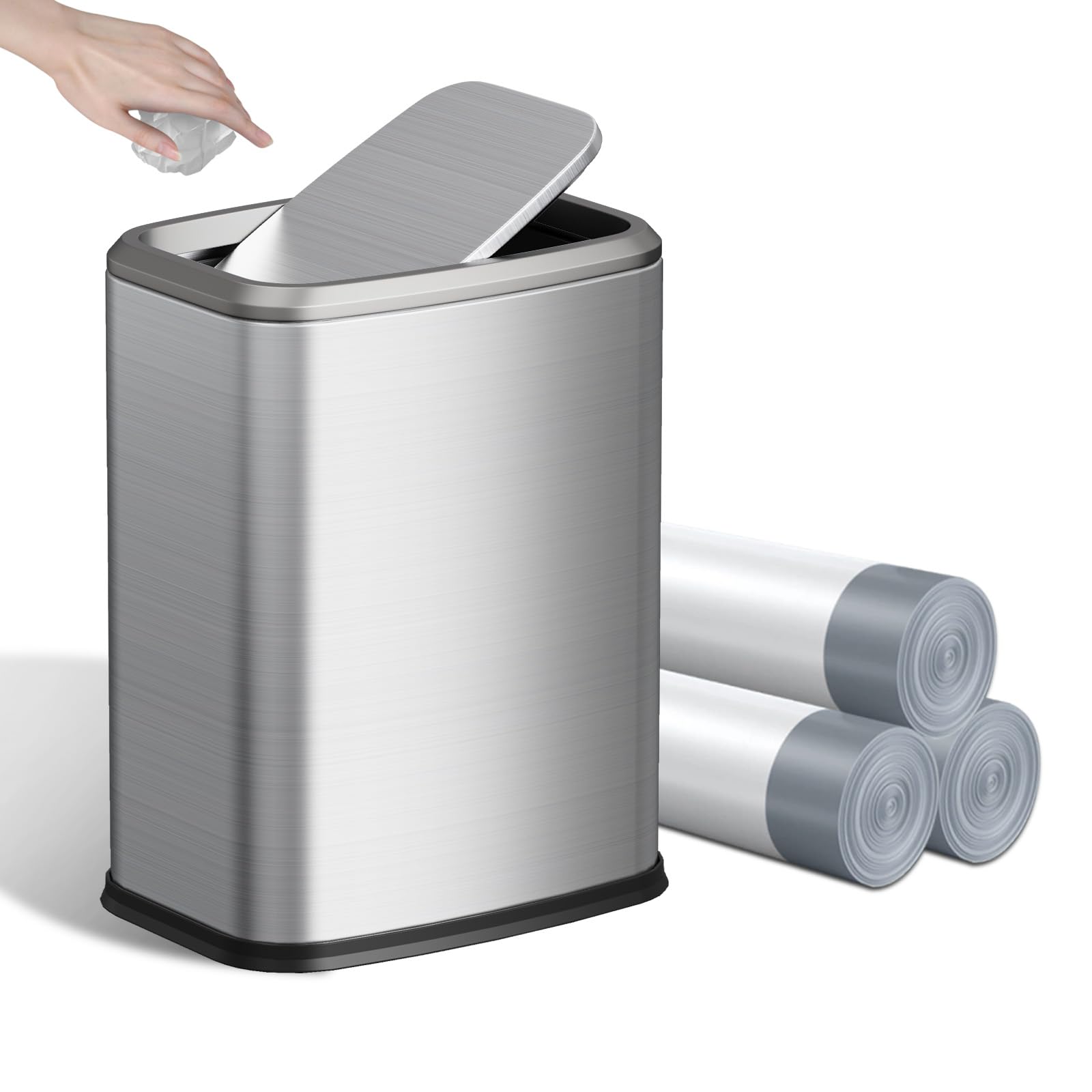 8L 2.1 Gal Small Bathroom Trash Can with Lid (60 Count)