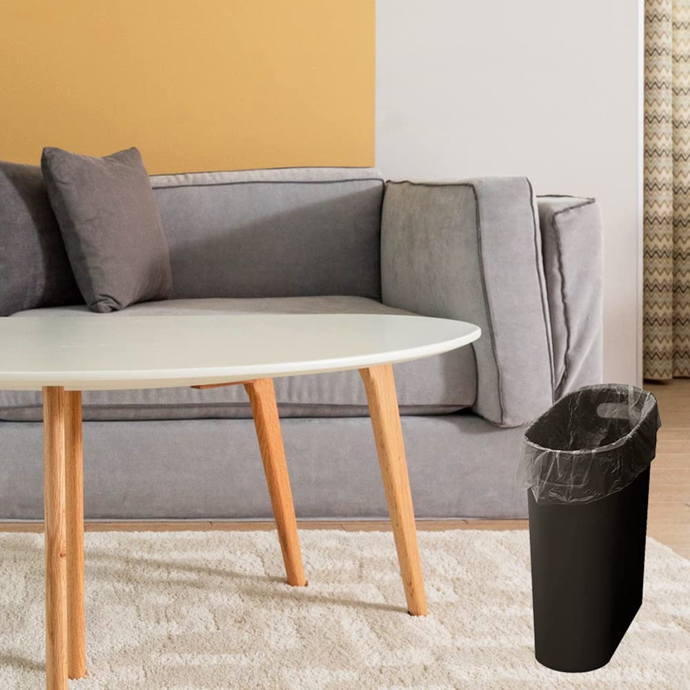 Small Trash Can Plastic Bathroom Wastebasket 3.2 Gallon Slim Garbage Container Bin with Handle for Home Kitchen Bathroom Bedroom Office (2 Count)