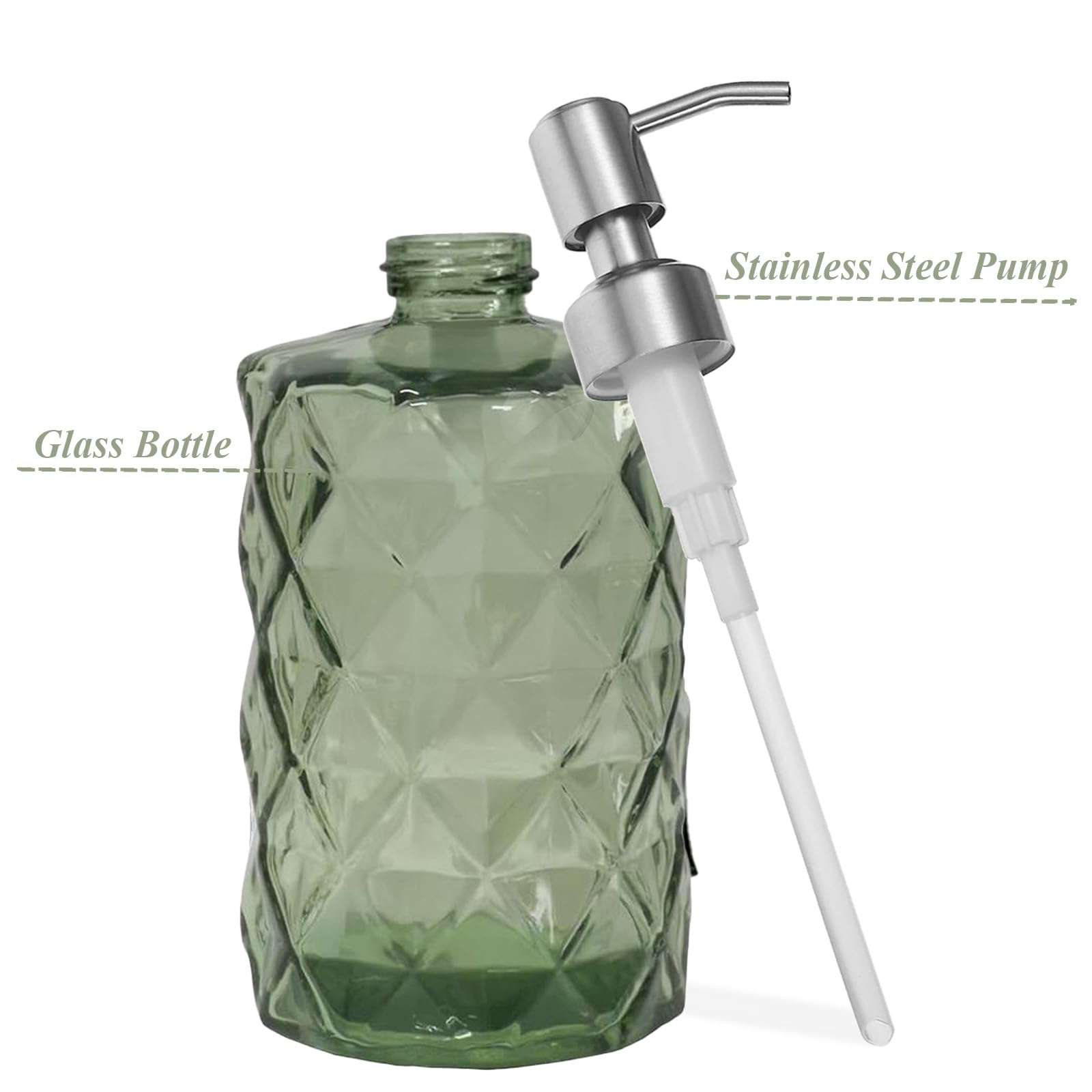 12Oz Green Glass Soap Dispenser
