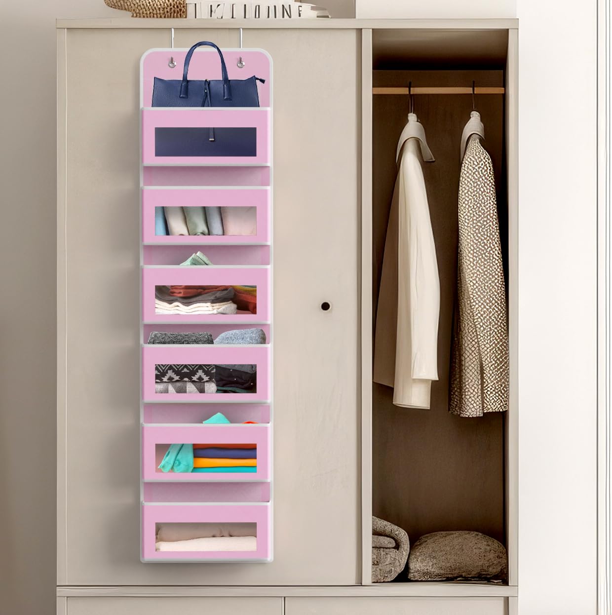 6 Clear Window Pocket Over Door Hanging Organizer