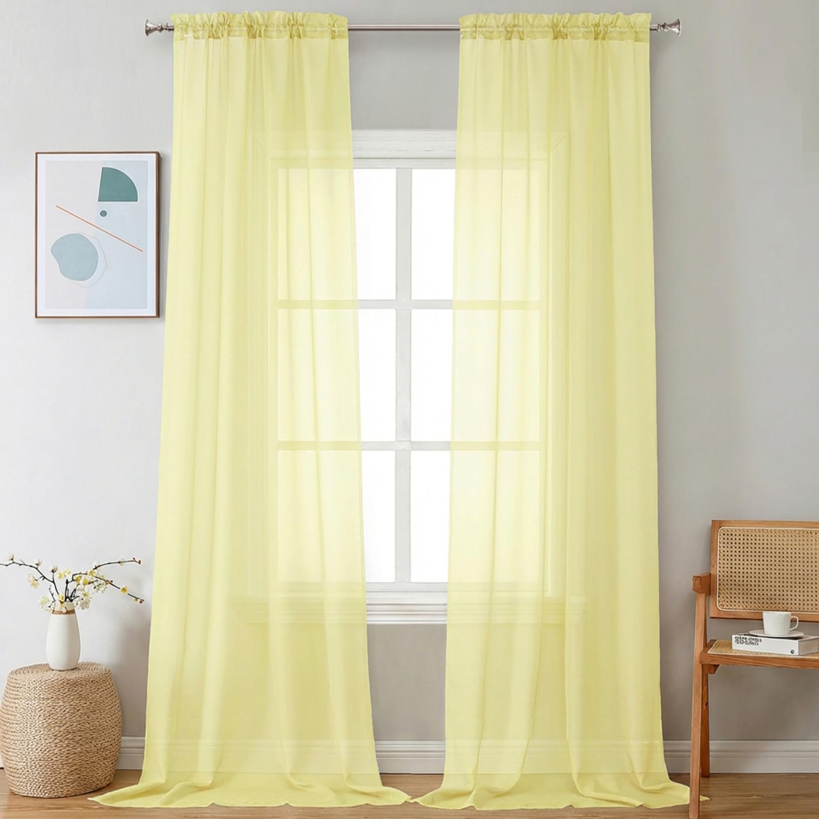Sheer Curtains 108 Inch Length 2 Panels Set (2 Count)