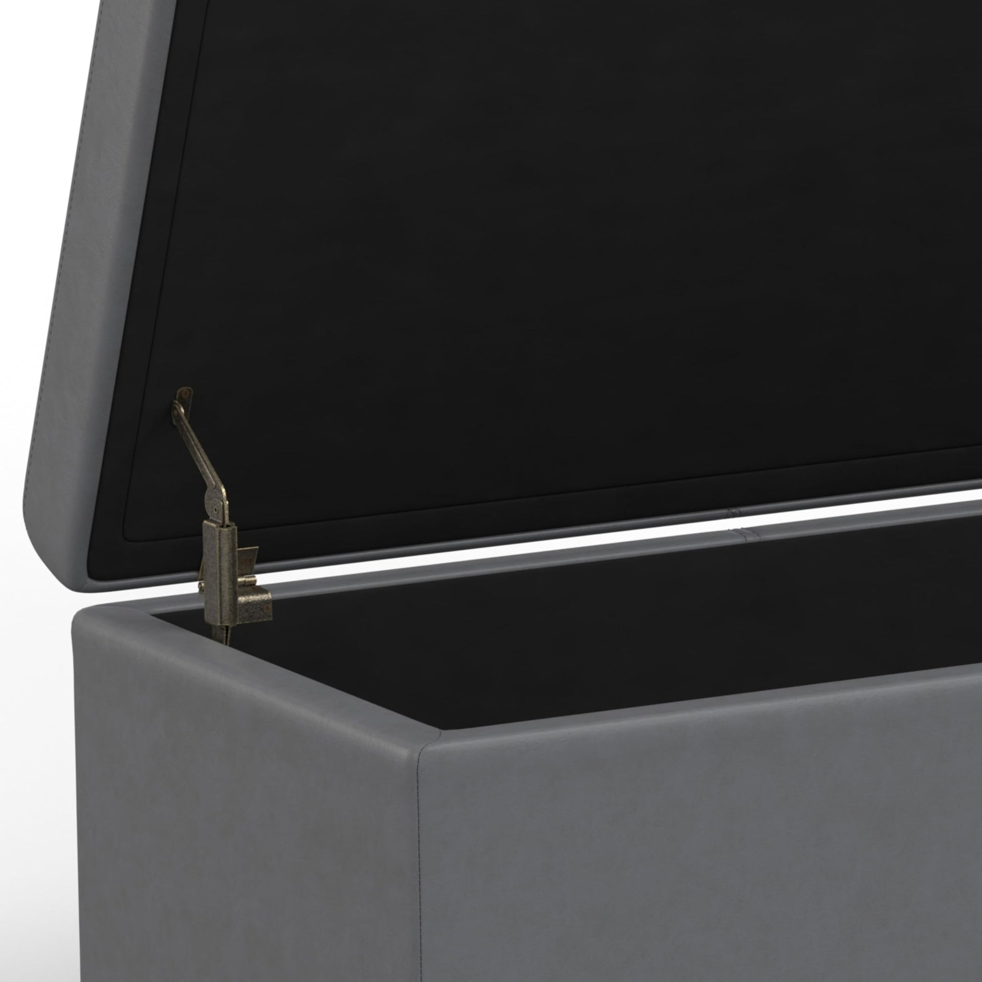 Avalon 54" Wide Vegan Leather Storage Ottoman in Stone Grey