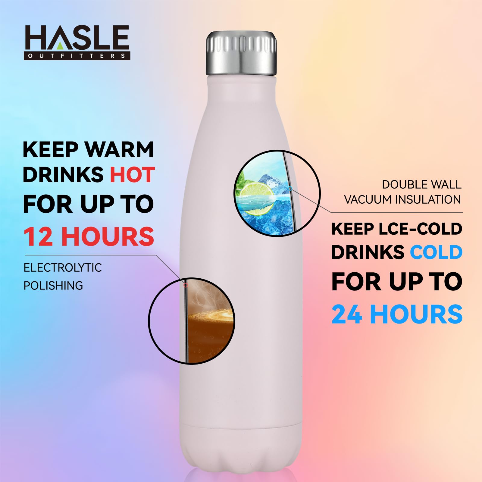 17oz Stainless Steel Water Bottles Bulk (8 Count)