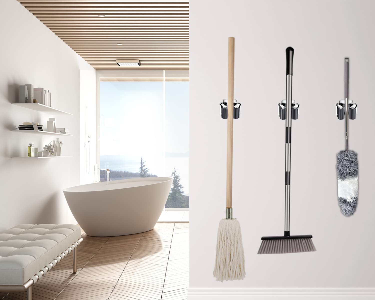 15 Pack Broom Holder Wall Mount (15 Count)