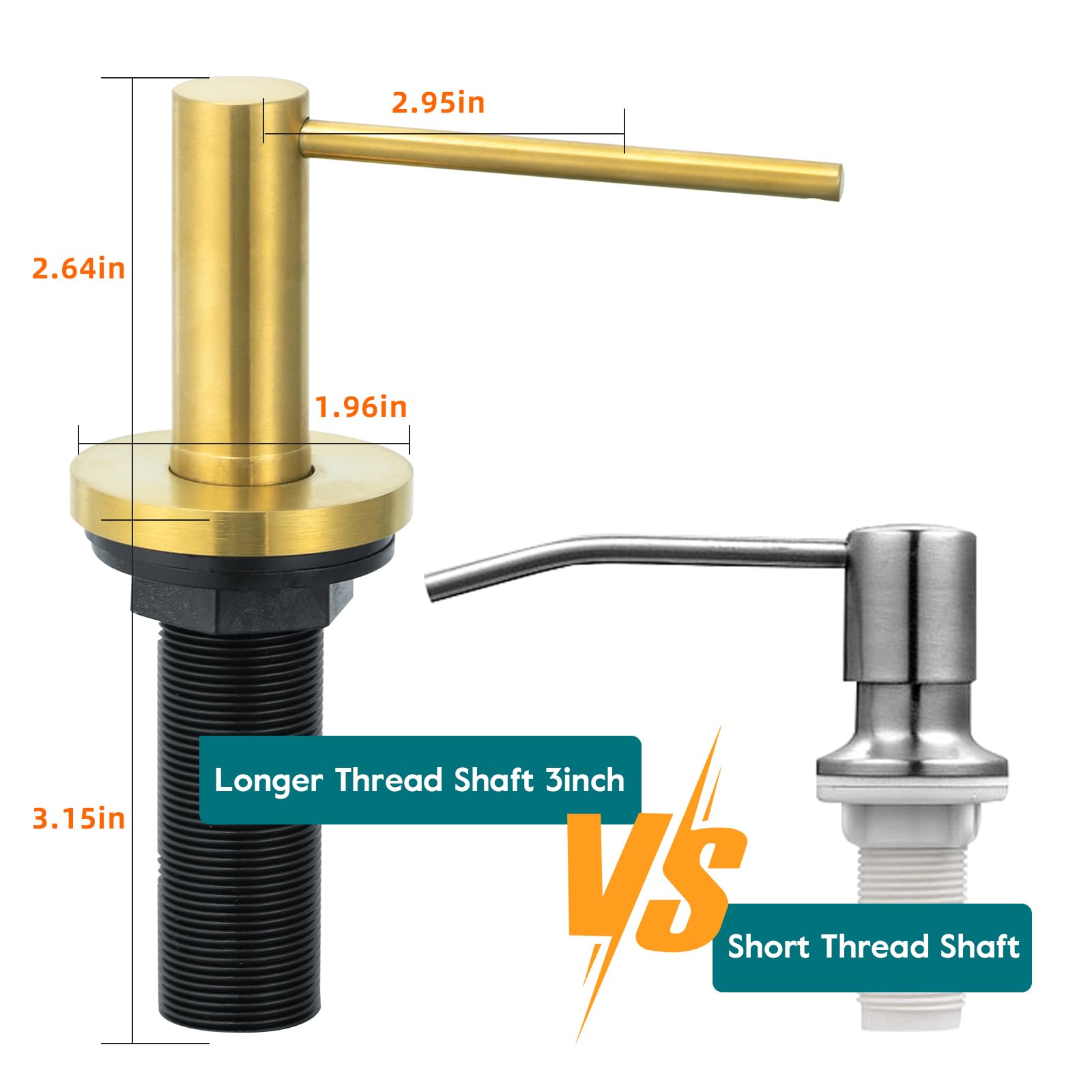 Soap Dispenser for Kitchen Sink Champagne Gold