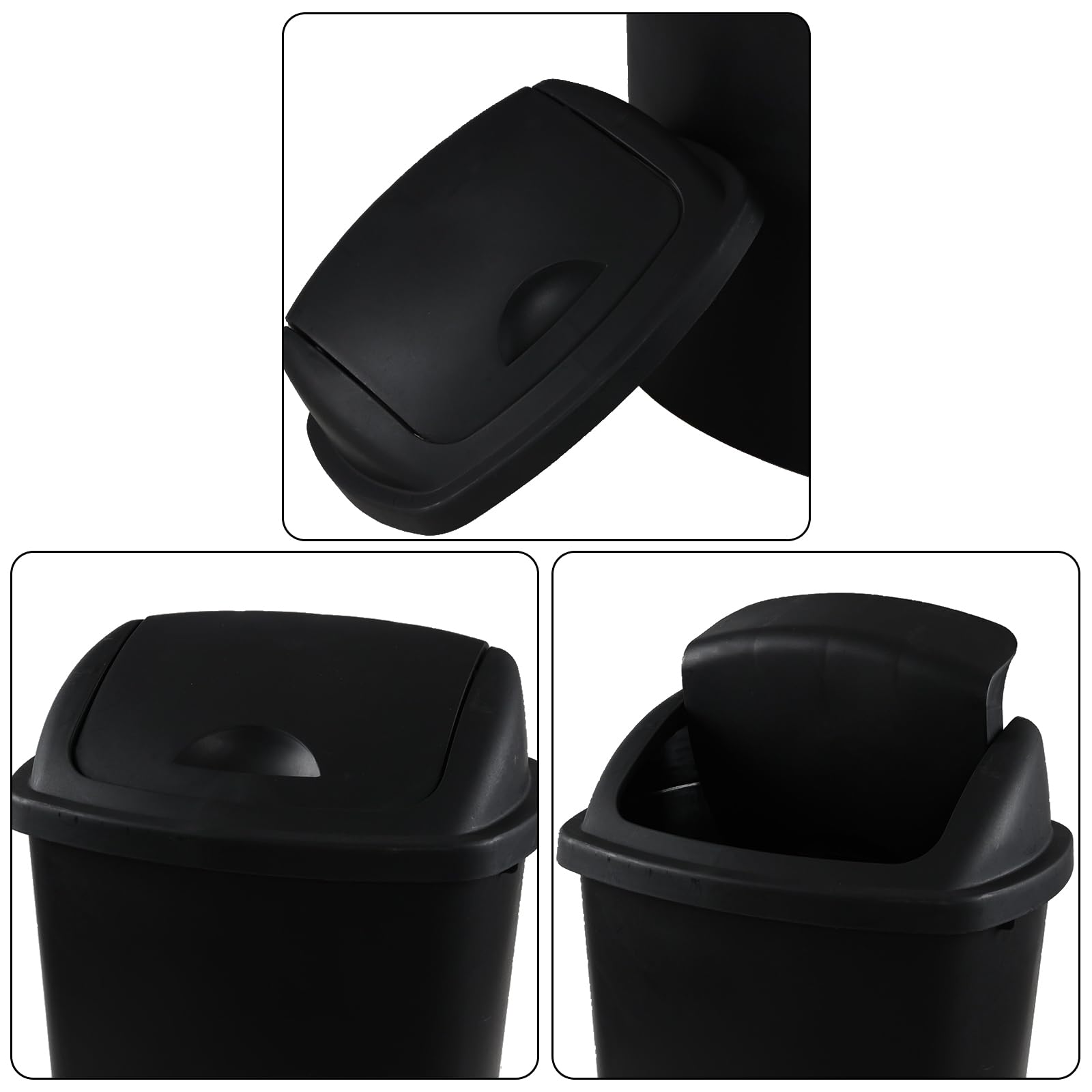 4 Pack 6 Gallon Plastic Garbage Bins with Swing Lid (4 Count)