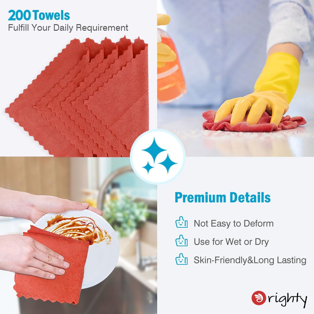Microfiber Cleaning Cloth Bulk (200 Count)