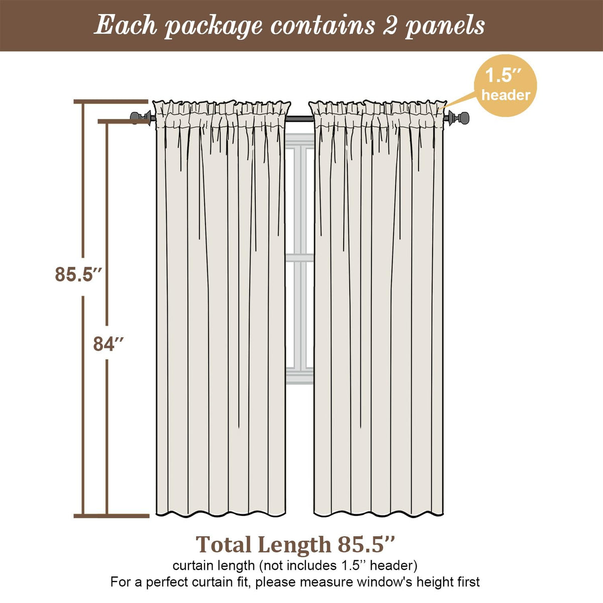 Sheer Curtains 84 inches Long 2 Panels