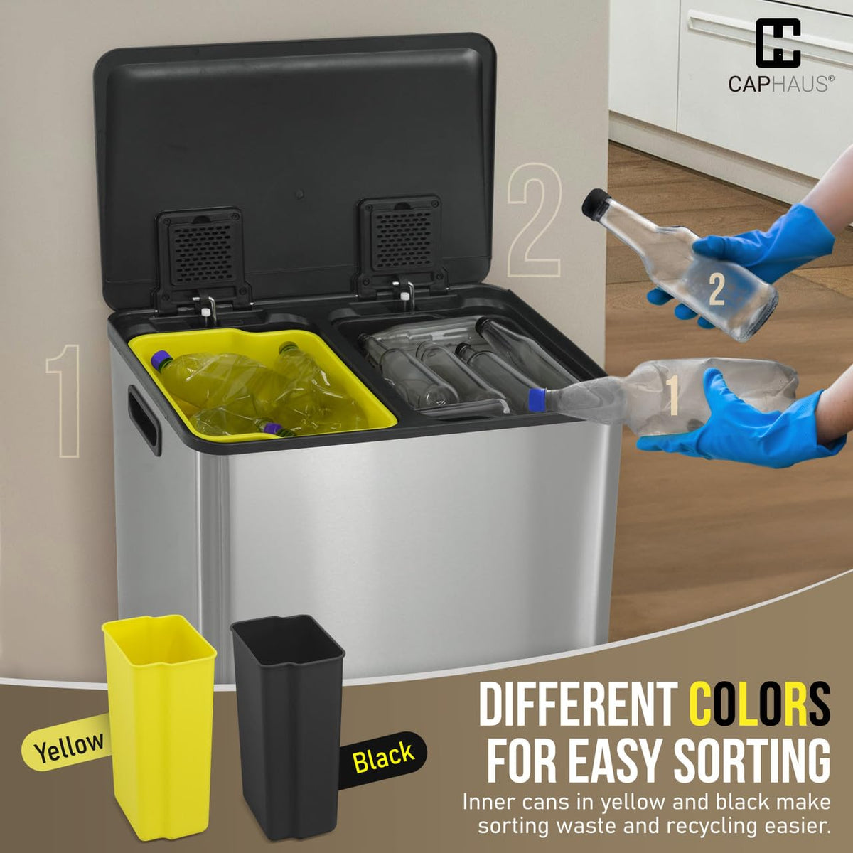 Dual Trash Can with Lid (2 Count (25L each))