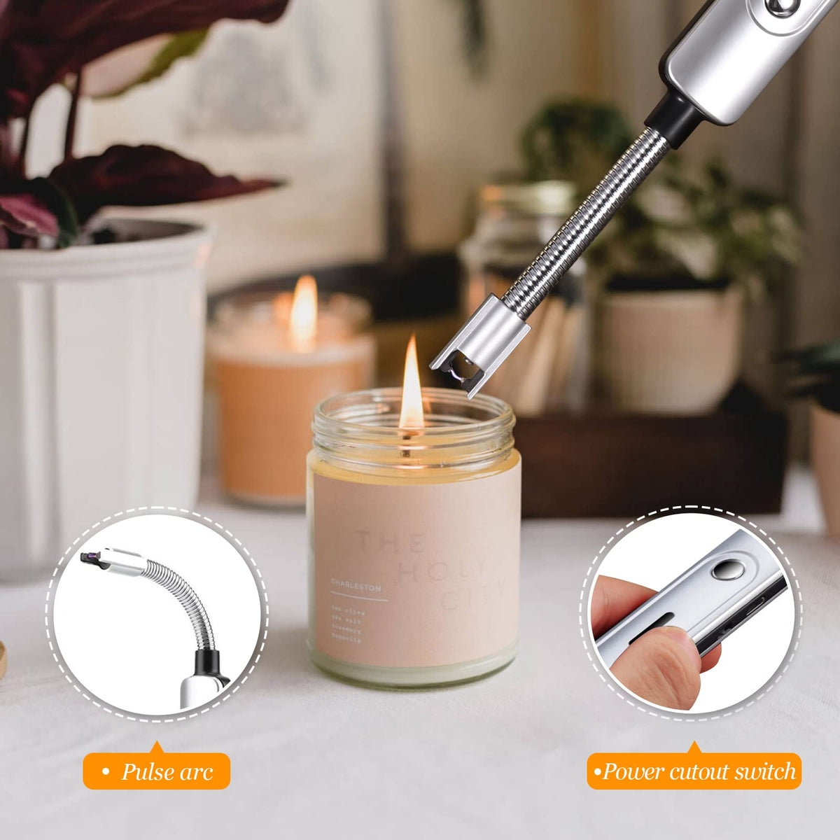 5Pcs Candle Accessory Set with Rechargeable Electric Lighter