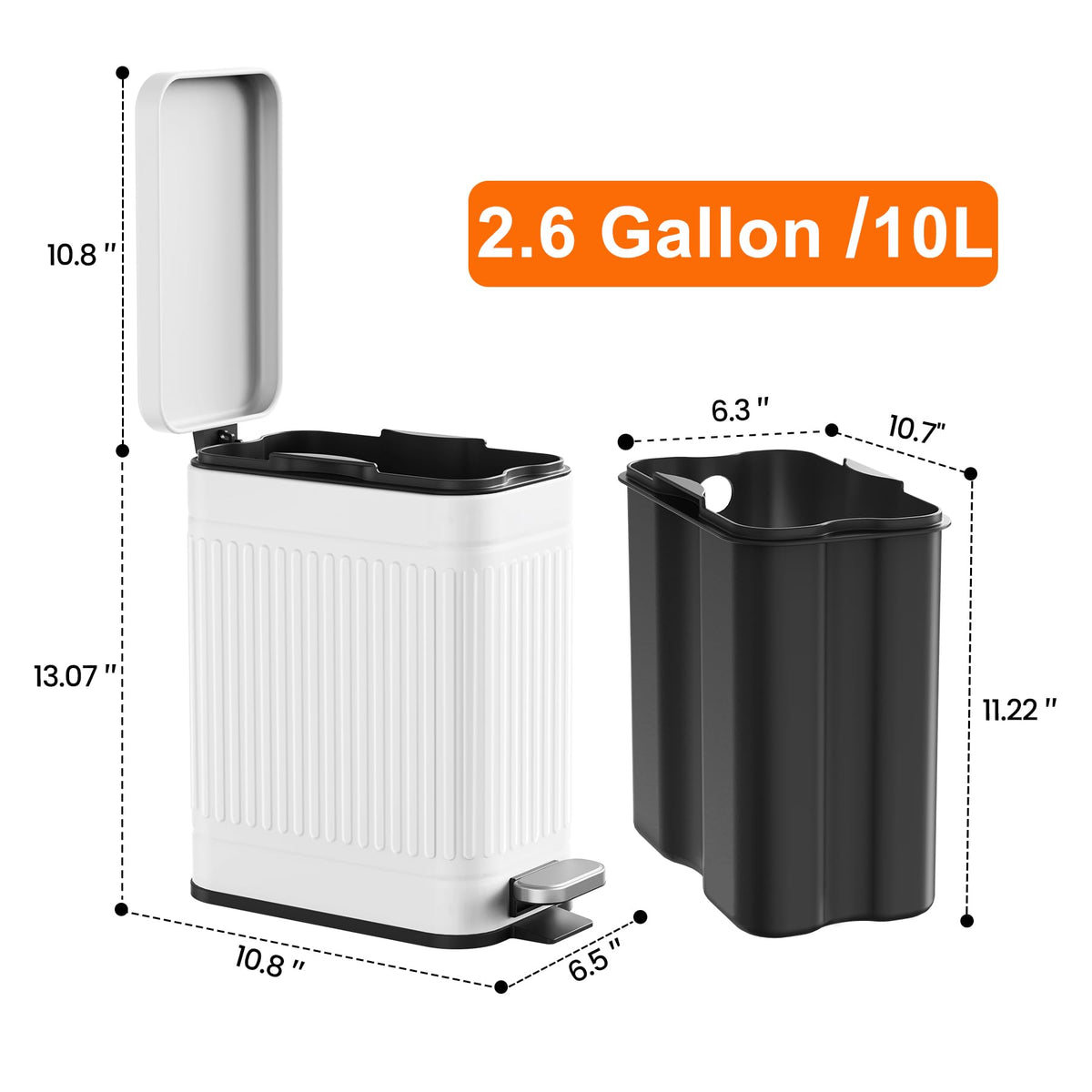2.6 Gallons Small Bathroom Trash Can with Soft Close Lid