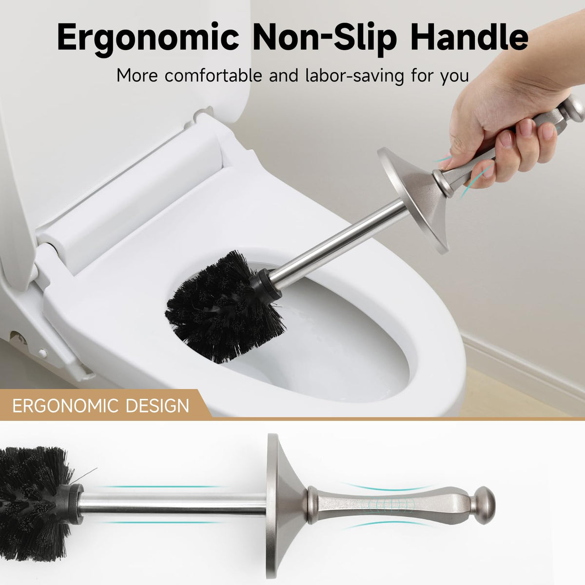 Stain Nickel Toilet Brush and Holder