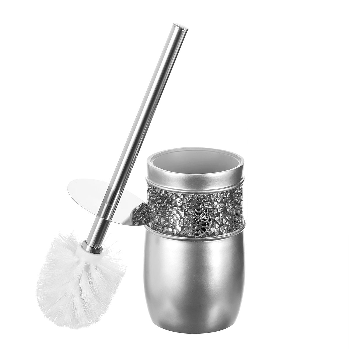 Crackled Glass Toilet Brush with Holder