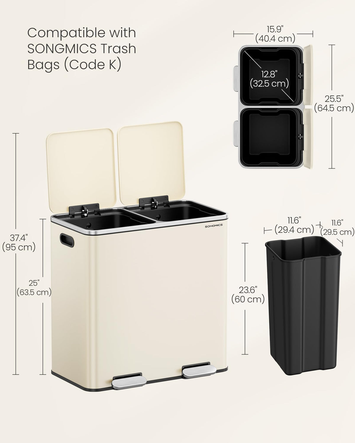 Trash Can 2 x 10.6 Gallon