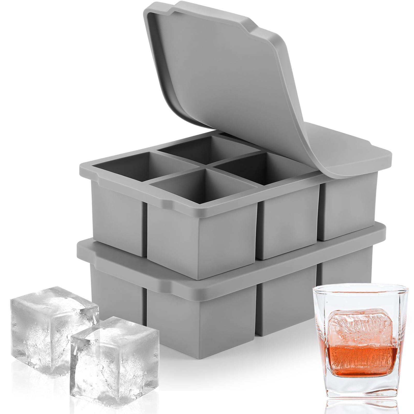 Large Ice Cube Tray with Lid Pack of 2 (2 Count)