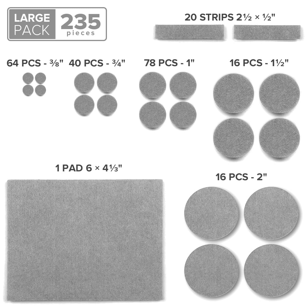 235 pc Gray Felt Furniture Pads X (235 Count)