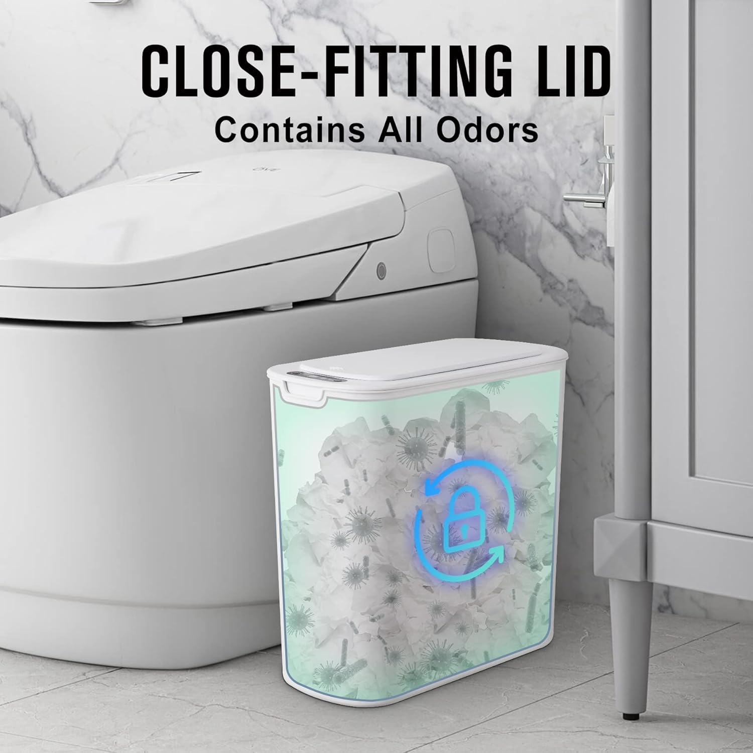 Automatic Small Bathroom Trash Can with Lid