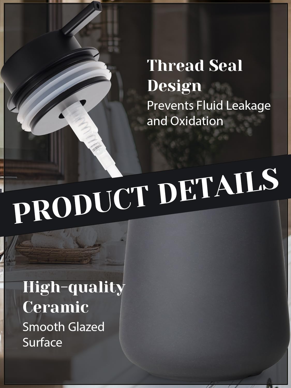 Ceramic Soap Dispenser for Kitchen and Bathroom