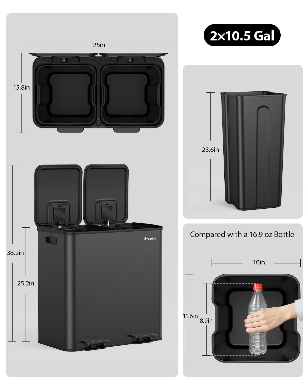 Trash Can 2 x 10.5 Gallon (2 Count)