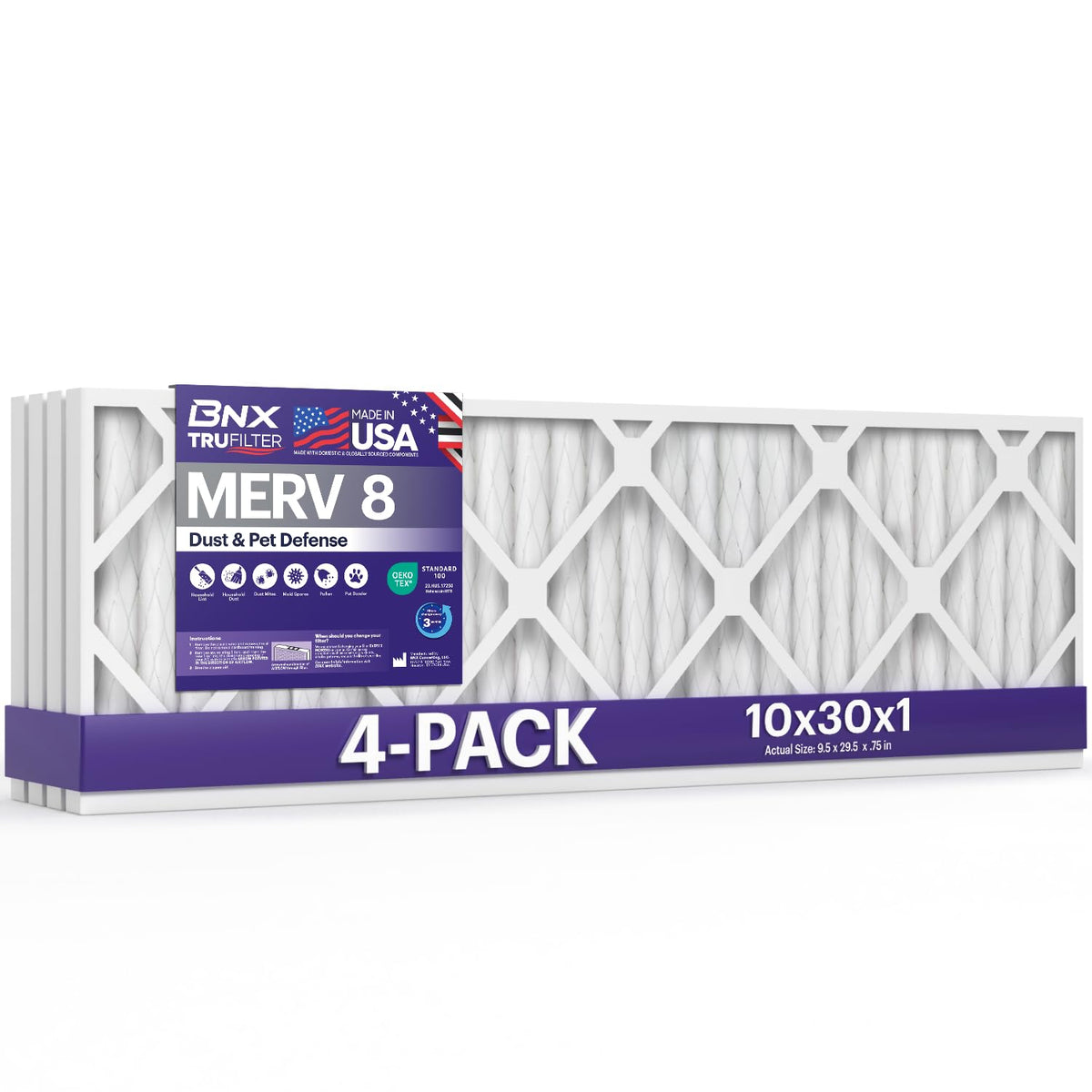 TruFilter 10x30x1 Air Filter MERV 8 (4 Count)