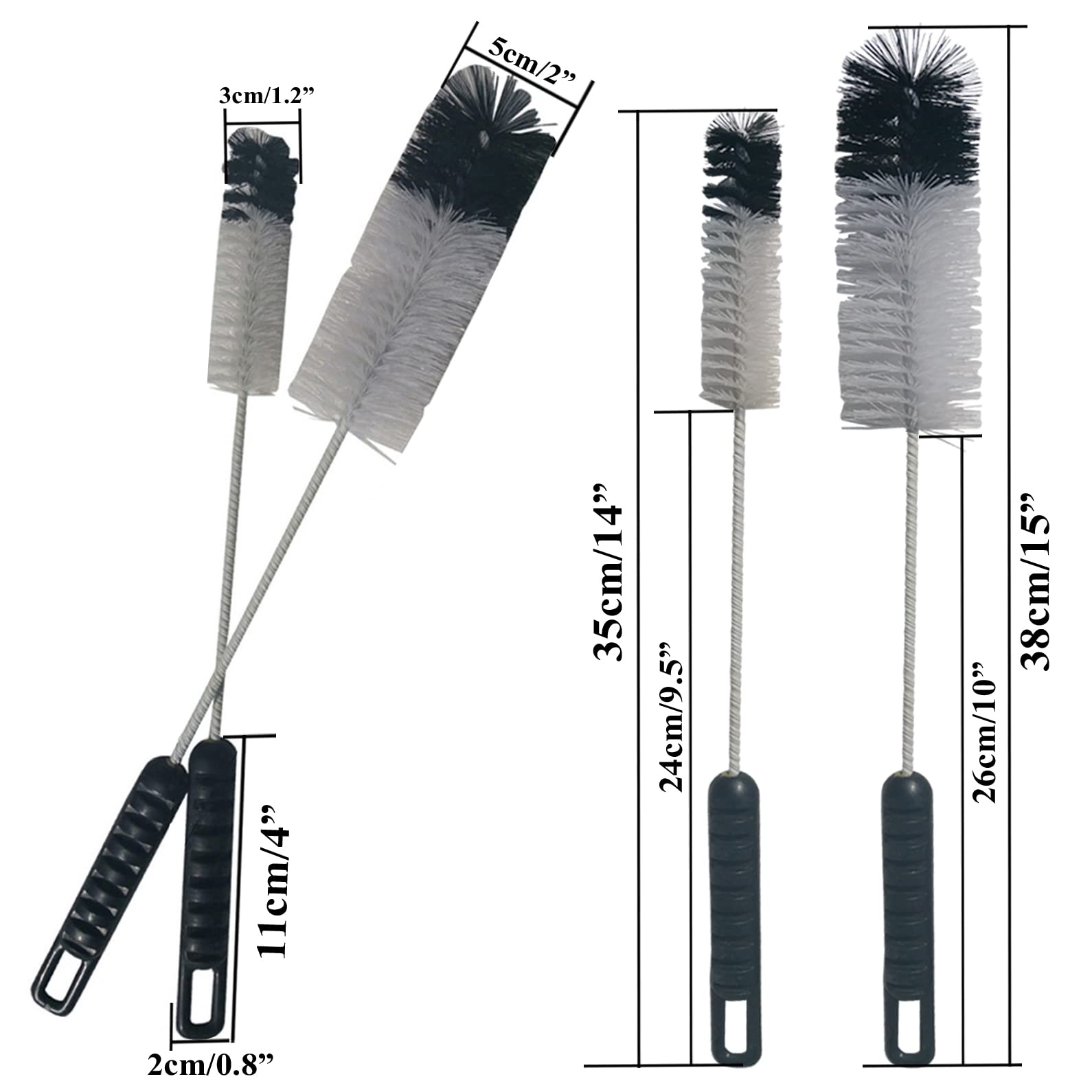 Bottle Brushes Thin Long Handle X 4 (4 Count) - ModHome Supplies