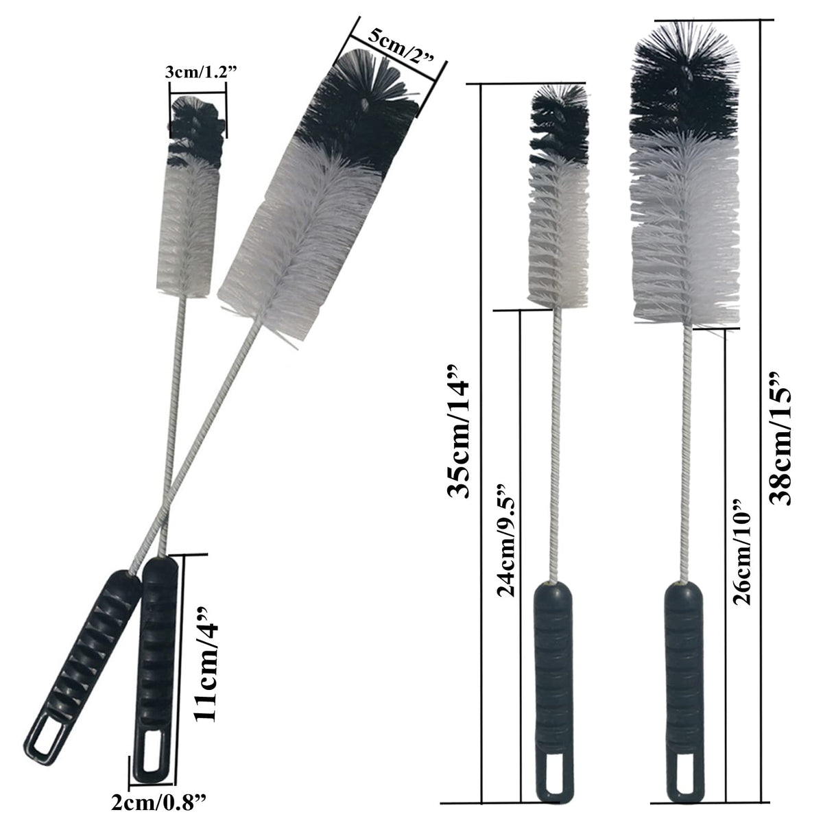 Bottle Brushes Thin Long Handle X 4 (4 Count) - ModHome Supplies