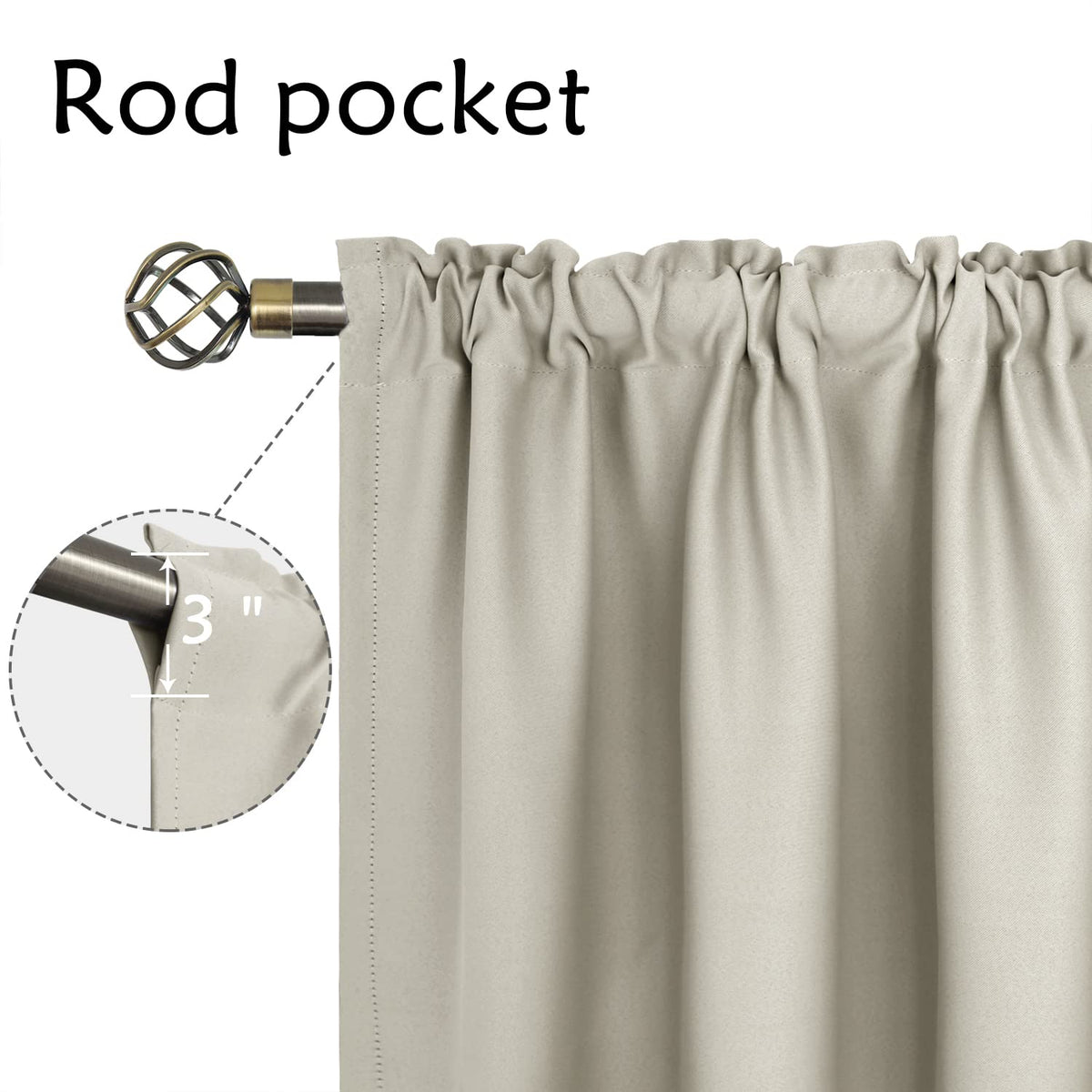 Short Blackout Curtains 40 Inch Length for Kitchen Bedroom Window (2 Count)