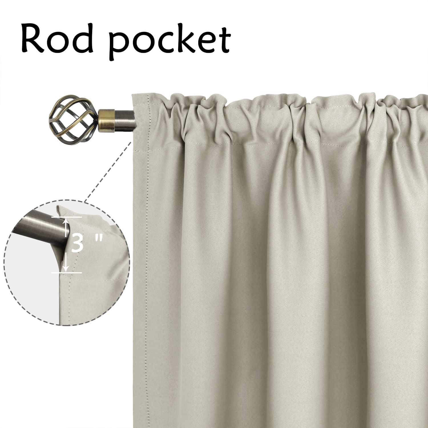 Light Camel Blackout Curtains 48 Inches Length (2 Count)