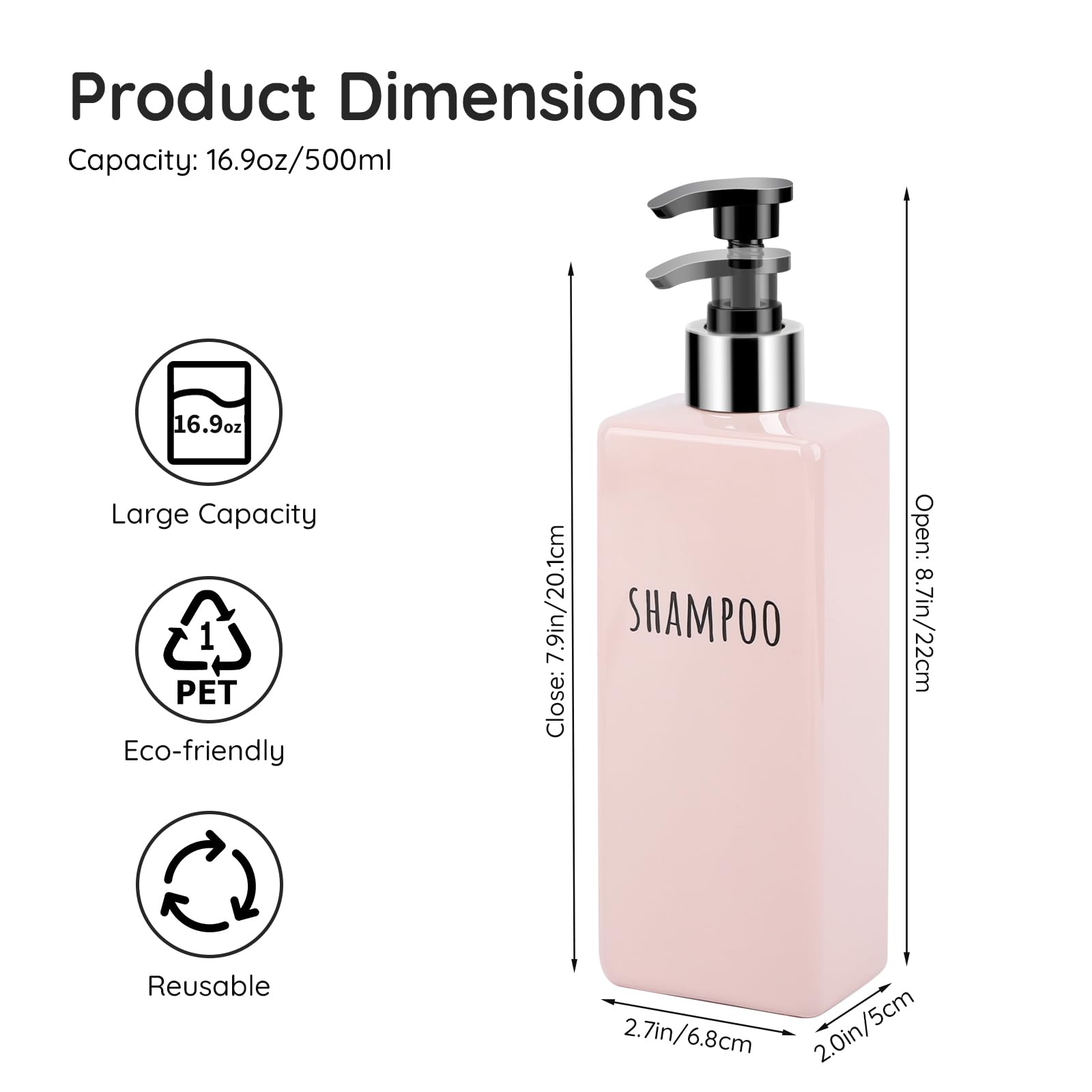 16.9oz Shower Bottles Refillable (3 Count)