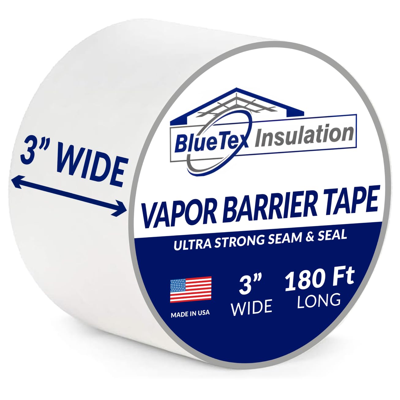 3" Wide x 180' Long White Vapor Barrier Seam Tape