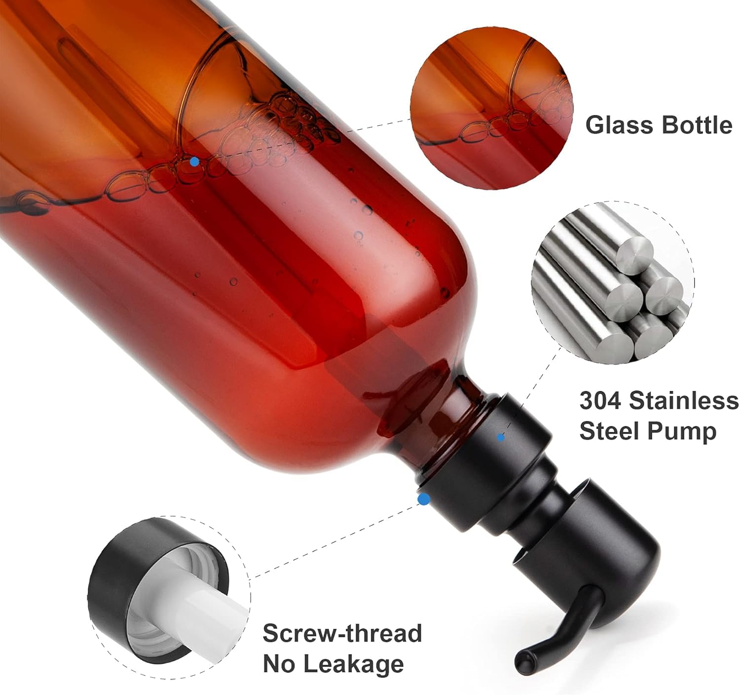 Amber Glass Soap Dispenser (2 Count)
