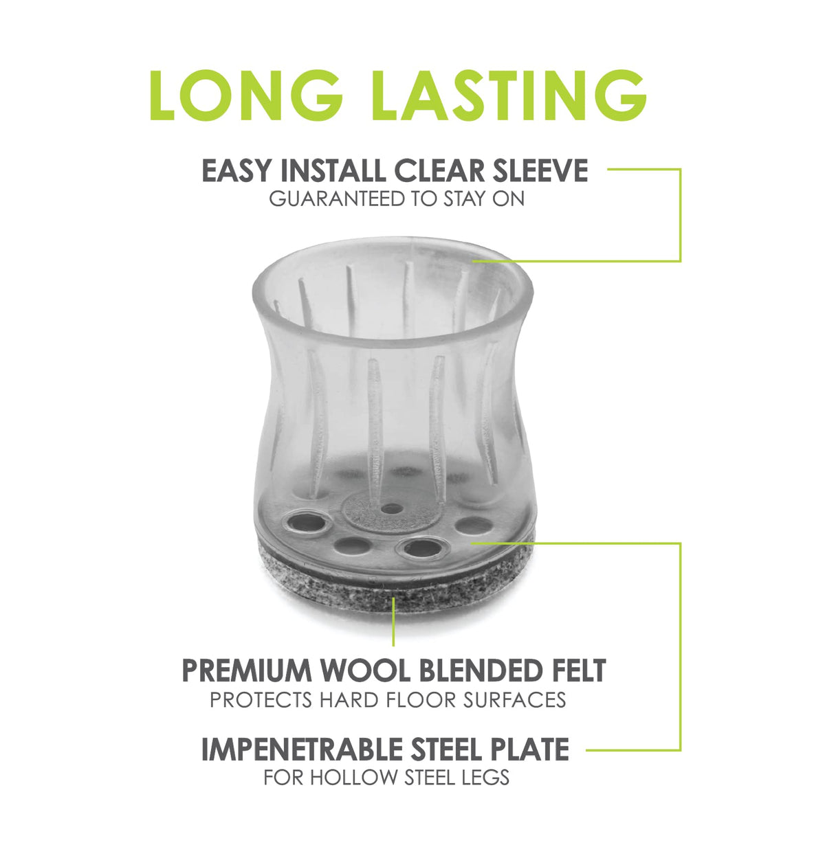 GorillaFelt Chair Leg Floor Protectors for Hardwood Floors