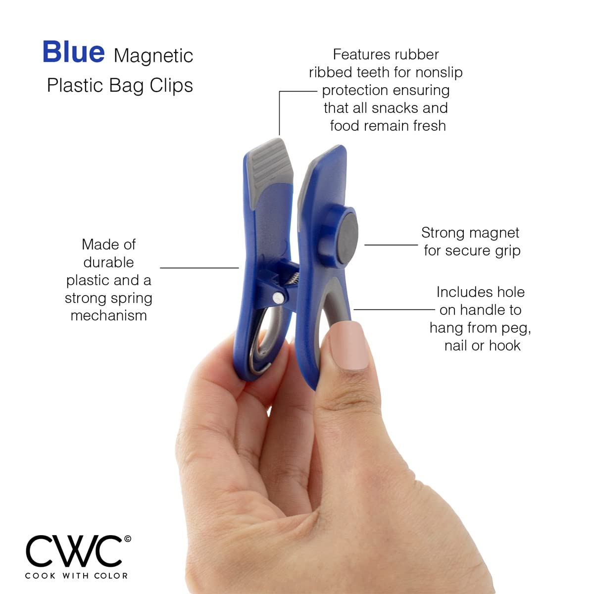 Bag Clips Heavy Duty Chip Clip and Refrigerator Magnet Clips for Food Storage with Air Tight Seal Grip (8 Count)