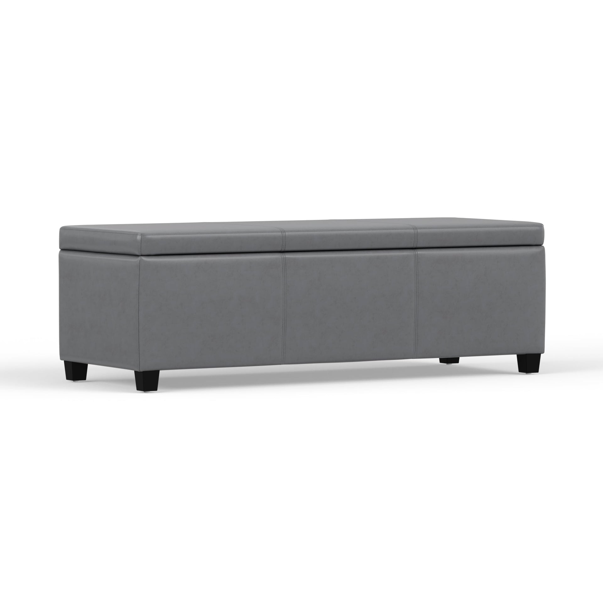 Avalon 48" Wide Vegan Leather Storage Ottoman in Stone Grey