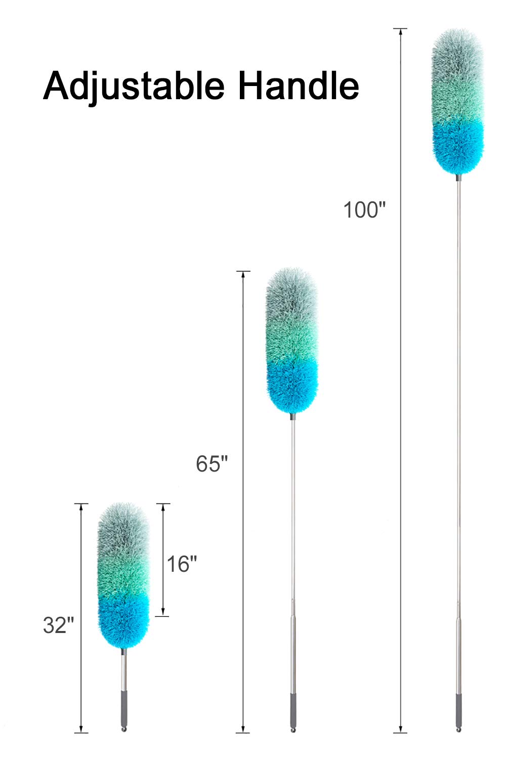 Microfiber Feather Duster with 100 inches Extension Pole