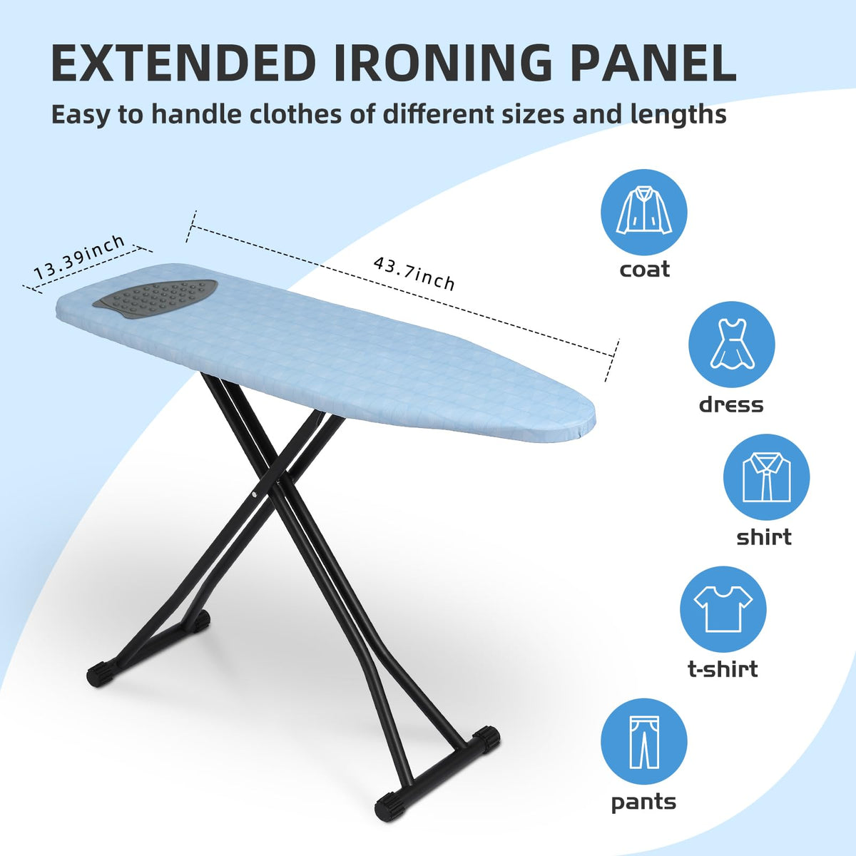 Ironing Board Adjustable Height Folding Ironing Board with Iron Pad