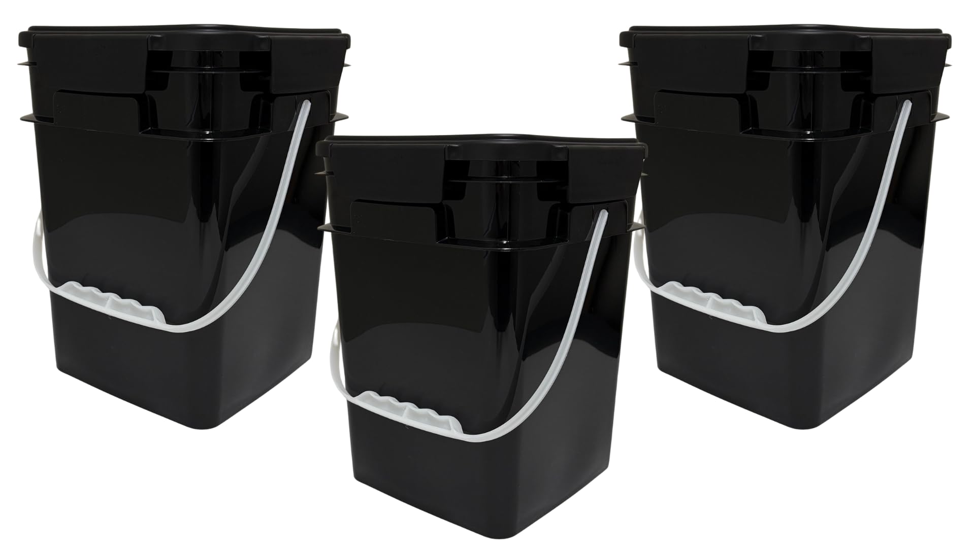 4 Gallon Square Food Grade Bucket Pail with Plastic Handles and Lid