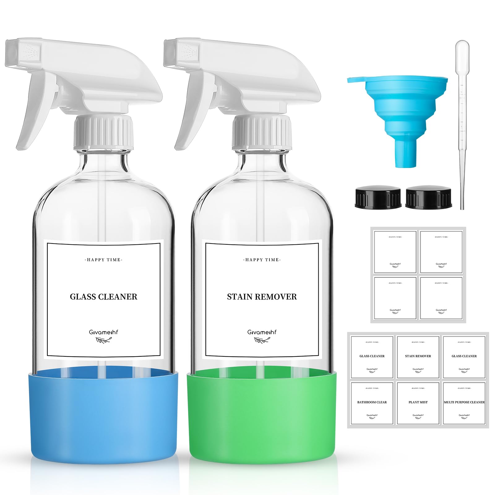 2 Pack Glass Spray Bottles with Silicone Sleeve (2 Count)