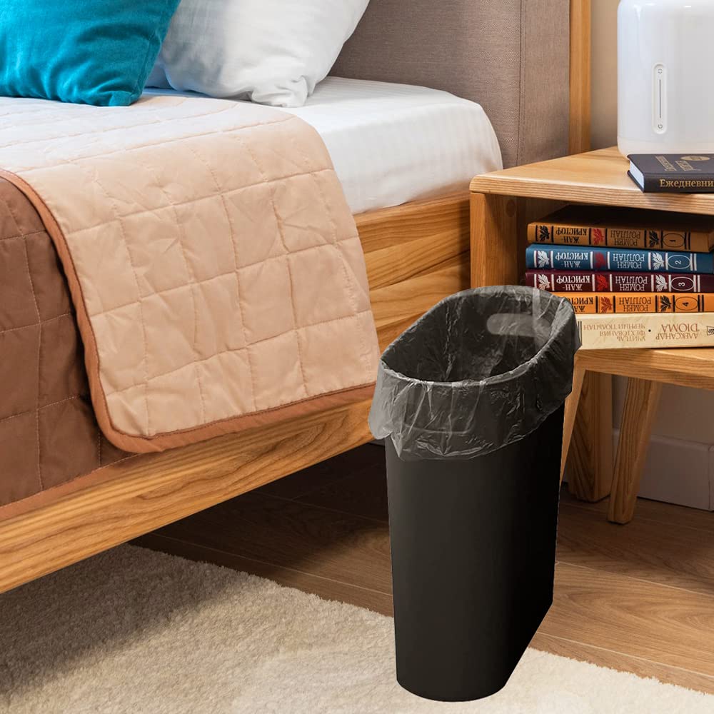 Small Trash Can Plastic Bathroom Wastebasket 3.2 Gallon Slim Garbage Container Bin with Handle for Home Kitchen Bathroom Bedroom Office (2 Count)