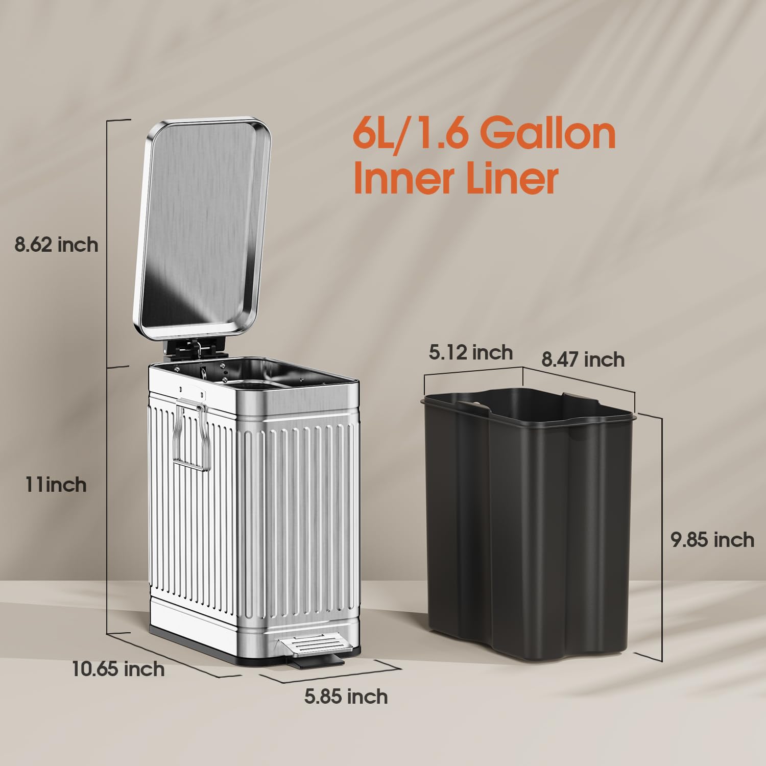 Small Bathroom Trash Can with Lid Soft Close