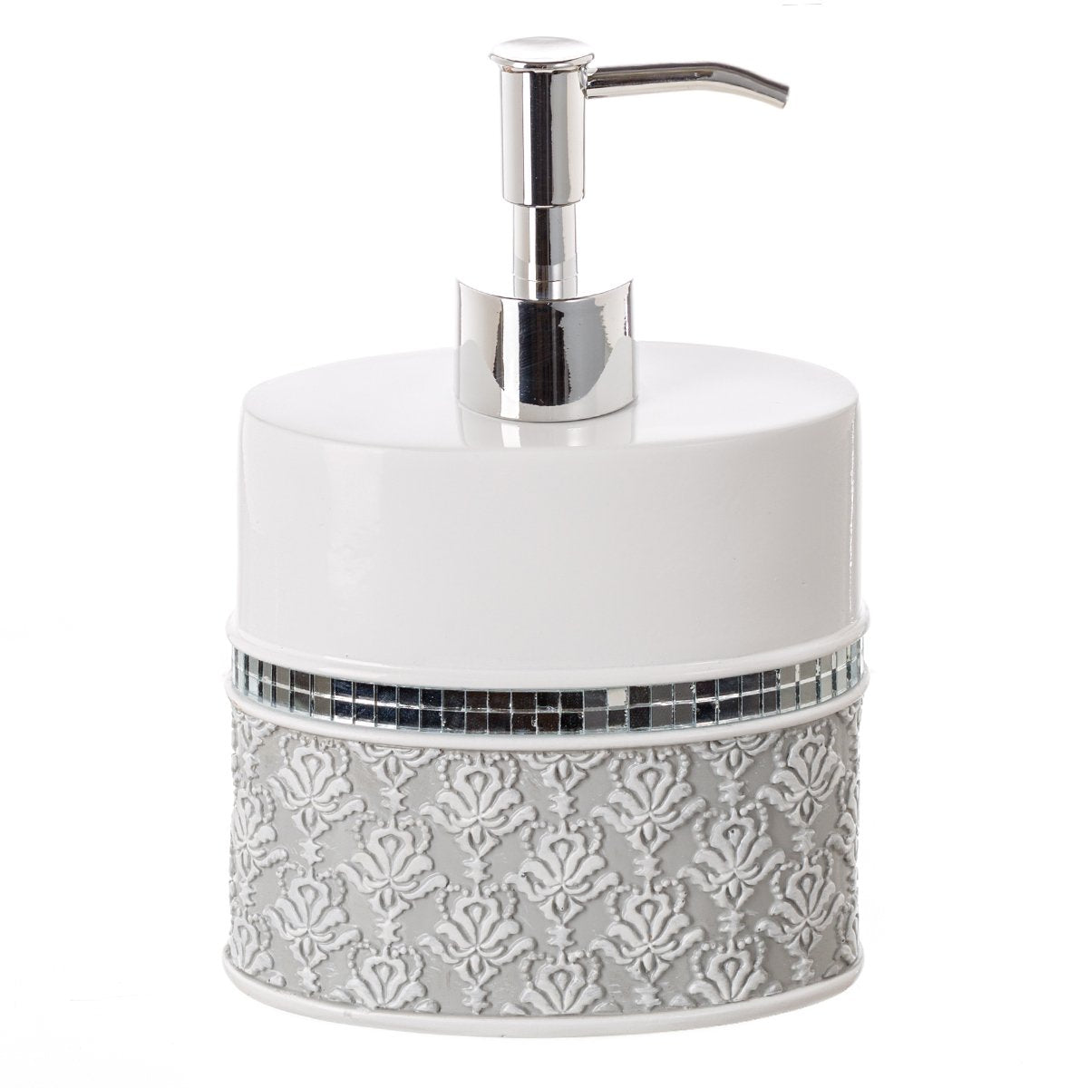 Mirror Damask Grey and White Soap Dispenser