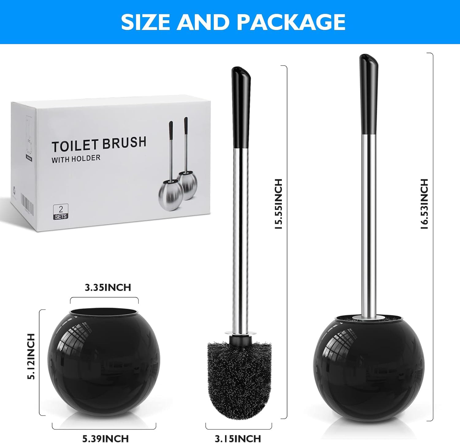 Toilet Brush and Holder 2 Pack (2 Count)