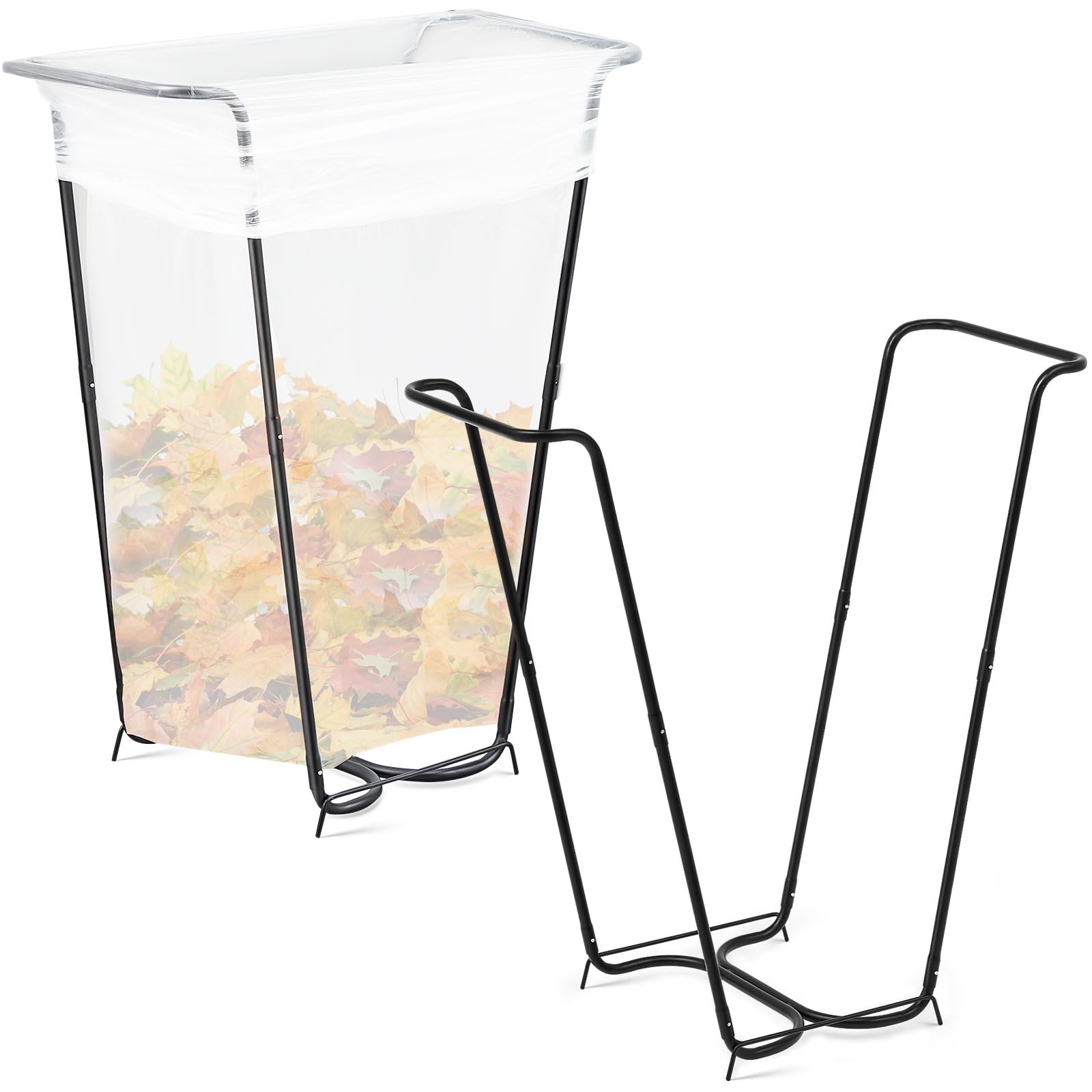 2 Pieces Metal Leaf Bag Holder Stand Portable Trash Bag Holder Frame Outdoor Holds 30 (2 Count)