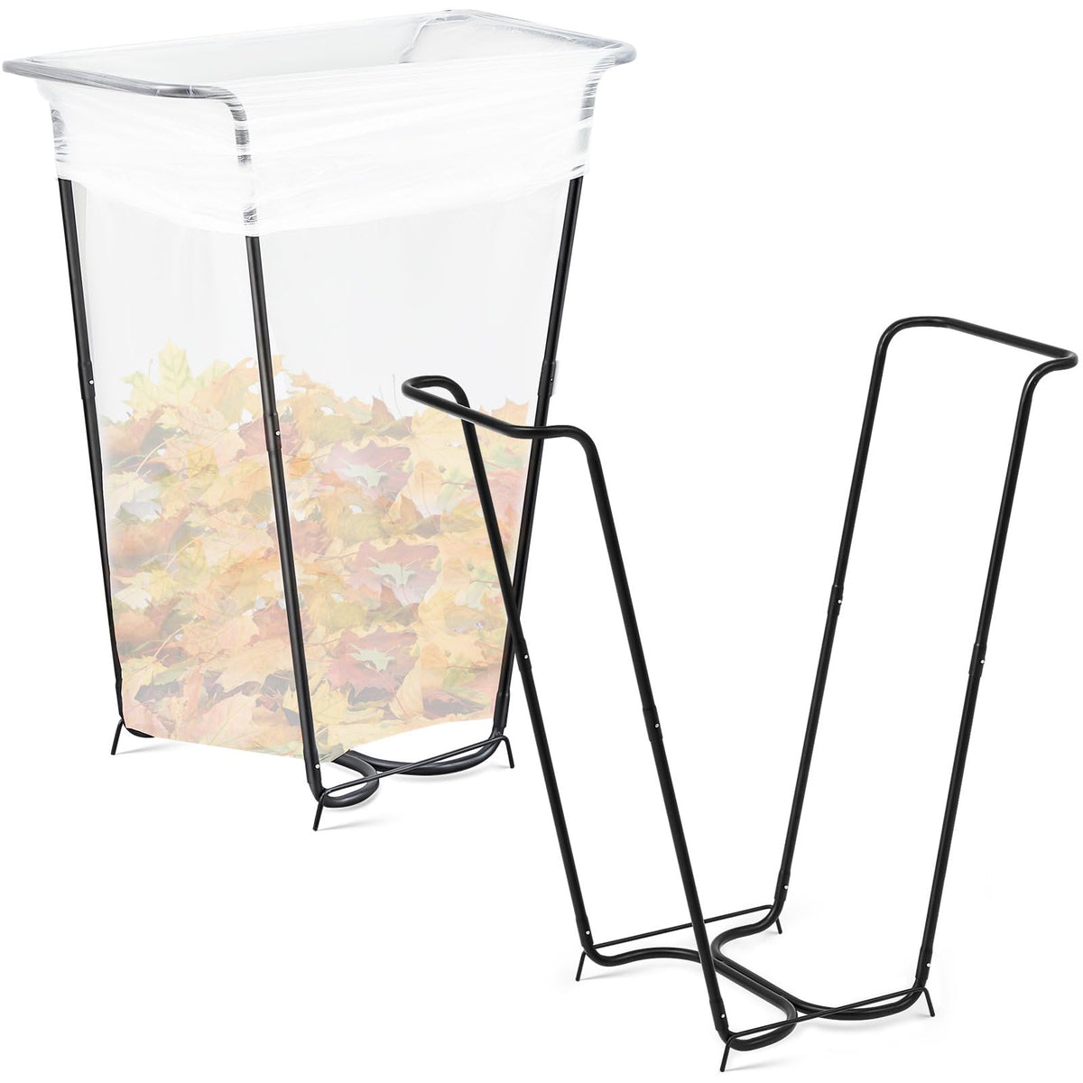 2 Pieces Metal Leaf Bag Holder Stand Portable Trash Bag Holder Frame Outdoor Holds 30 (2 Count)
